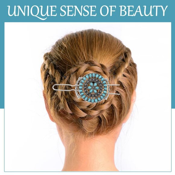 Retro Turquoise Decorative‎ Hair Fork Flower Hairpin Accessory Boho Hair Clip main image 4